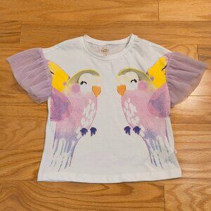 Cool Club,  Short Tulle Sleeves with Parrot Print Tee, Girls Size 6 (EUC)